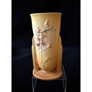 Roseville Pottery Ixia Vase #285 -8 Ivory & Pink Floral  8"